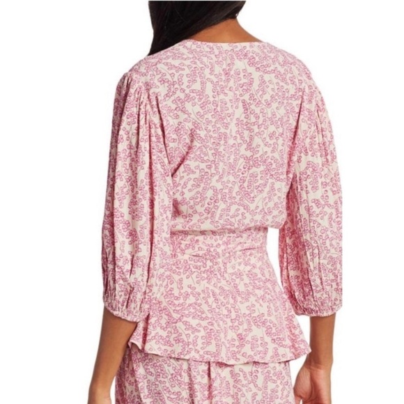 GANNI Tapioca Floral Wrap Top size 34 US size 2 in pink - Picture 4 of 11